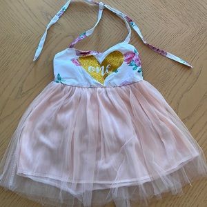 Baby girl first birthday pink, floral dress